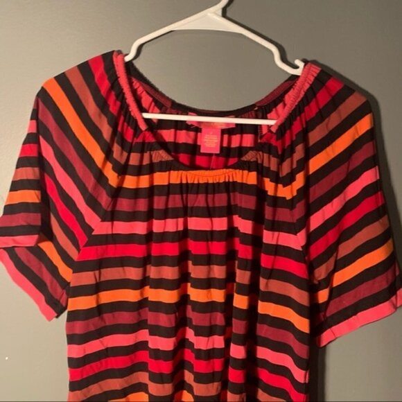 Catherine Malandrino Convertible Short Sleeve Top Sunset Stripe - Picture 5 of 8